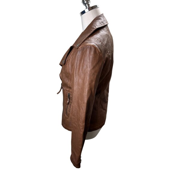 Max Studio Jacket Size Small Women's Faux Leather Brown Zip Up - Picture 4 of 7
